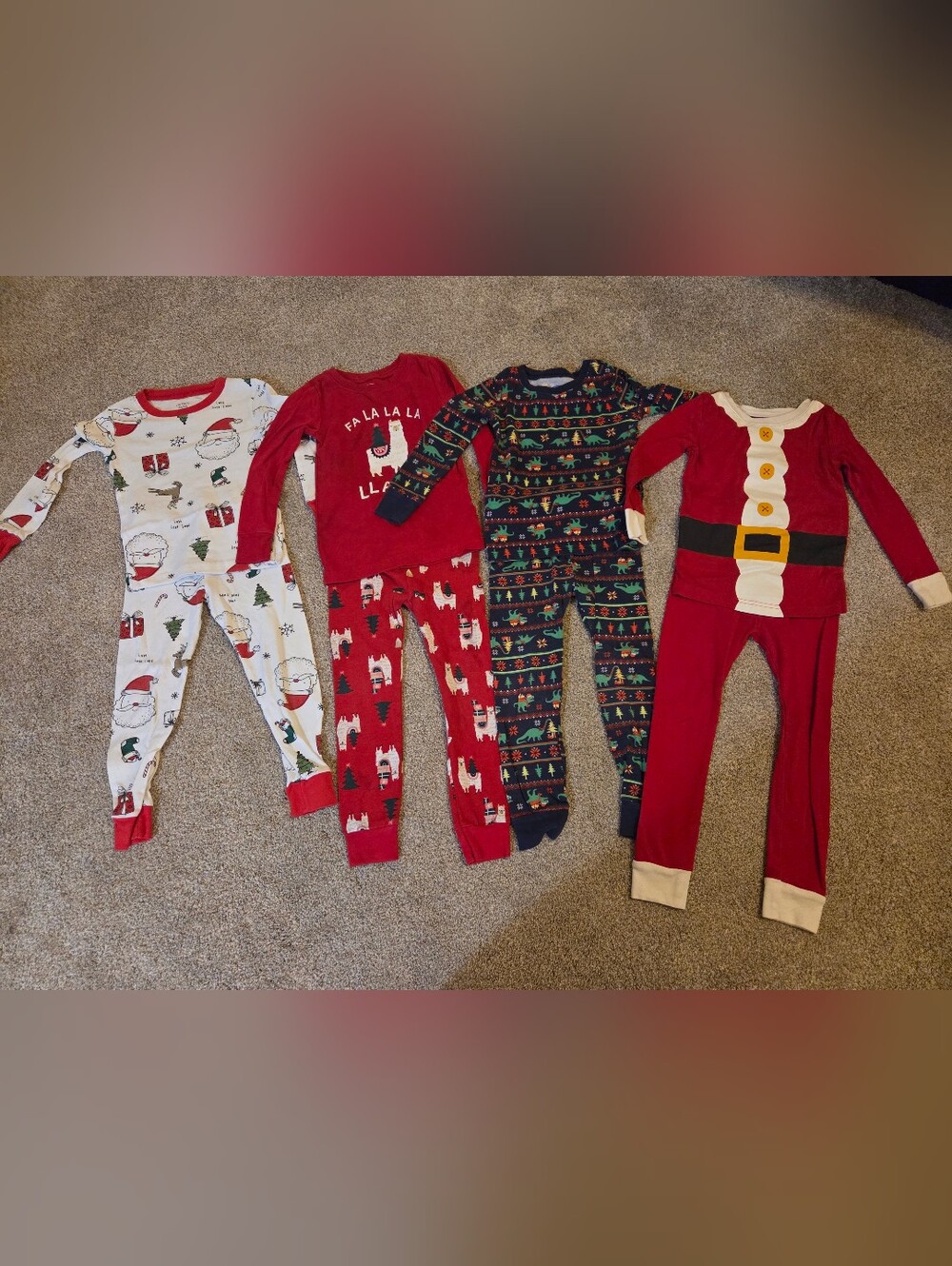 Old Navy Red Llama Holiday Kids Pajama Set